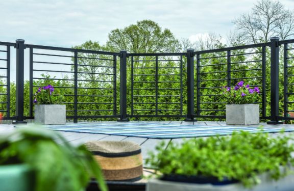 Decking,railing, and some greenery